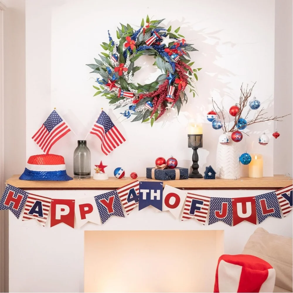 Patriotic 4th Of July Memorial Day Independence Day Wreath Brand New